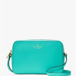 Kate Spade Blue Crossbody Bag with Structured Shape and Gold Accents-Harper NWOT